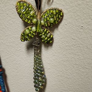 Green Beaded Dragonfly Pendant